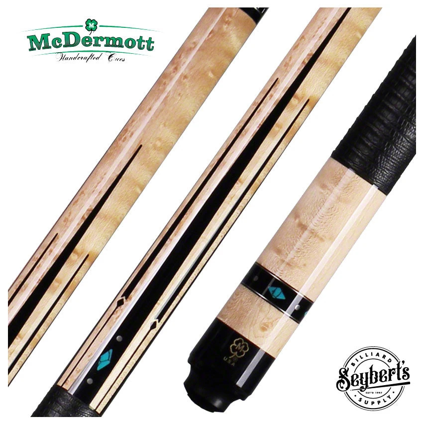 McDermott G Series Birdseye Maple Forearm With Black Points And Turquoise Inlays Pool Cue - G433 1 McDermott G Series Birdseye Maple Forearm With Black Points And Turquoise Inlays Pool Cue - G433
