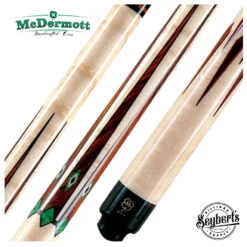 McDermott G Series Birdseye Maple Forearm With Cocobolo/Green Burl/Black Points Pool Cue - G708