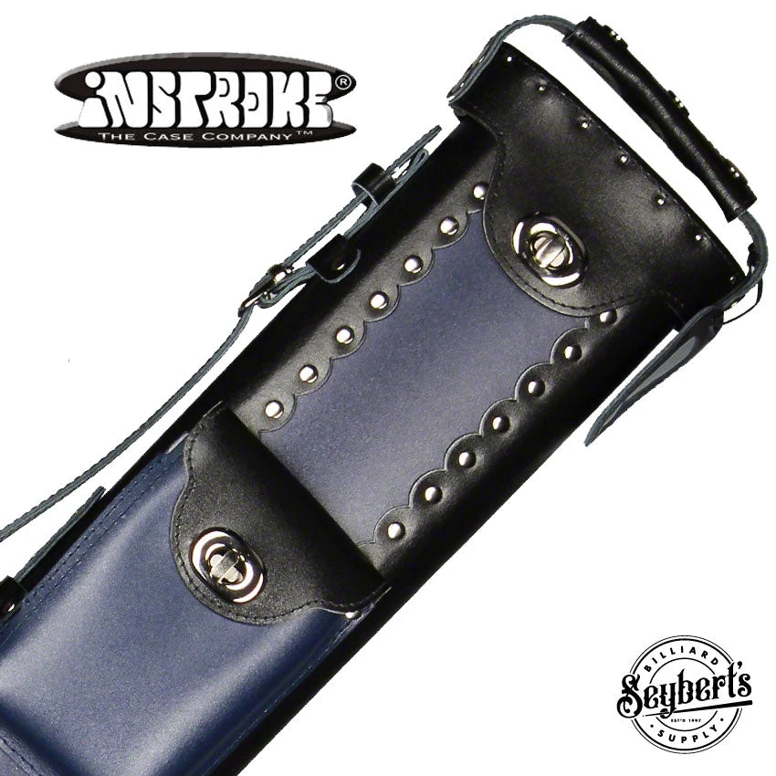 Instroke Geo Leather Black/Blue 2x3 Pool Cue Case - GEO2X3BBL 1 Instroke Geo Leather Black/Blue 2x3 Pool Cue Case - GEO2X3BBL