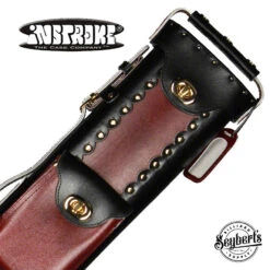 Instroke Geo Leather Black/Burgundy 2x3 Pool Cue Case - GEO2X3BBU
