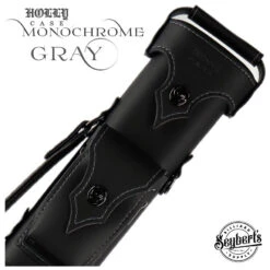 Holly Monochrome Stitched Grey Pool Cue Case - HSMGY