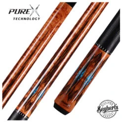 PureX Technology Pool Cue - Antique Birdseye Maple With Black Palm And Blue Recon Graphics - HXTE2
