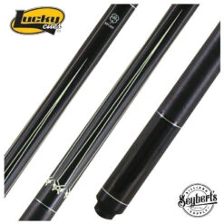 Lucky Black With 4 Points Graphic Pool Cue With Linen Wrap- L16
