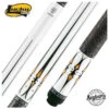 Lucky White With Black And Orange Points Graphic Pool Cue With Linen Wrap - L40 -Seyberts Sale Store l40 1497017290 l40 850 1d8a7784 2312 46f2 a991 4e0cd9fd519b