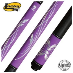 Lucky Purple And Silver Graphic Pool Cue With Linen Wrap - L59