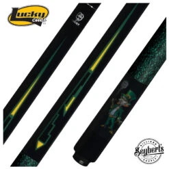 Lucky Black And Leprechaun Graphic Pool Cue With Linen Wrap - L65