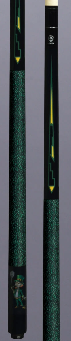 Lucky Black And Leprechaun Graphic Pool Cue With Linen Wrap - L65 -Seyberts Sale Store l65 double 424ddff4 9002 4145 90d7 83dfcecd1131