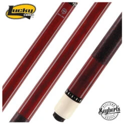 Lucky Red Stained Maple Pool Cue With Linen Wrap - L06