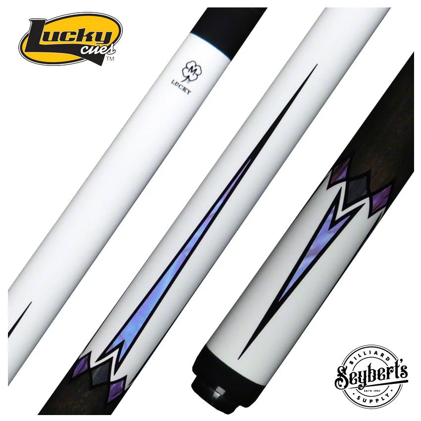 Lucky White 4 Point With Gray No Wrap Pool Cue - L75 1 Lucky White 4 Point With Gray No Wrap Pool Cue - L75