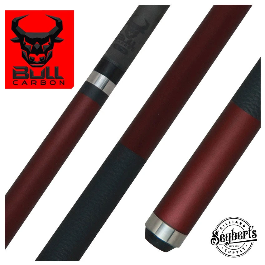Bull Carbon Burgundy Stained Pool Cue With Bull Carbon Shaft - LD13