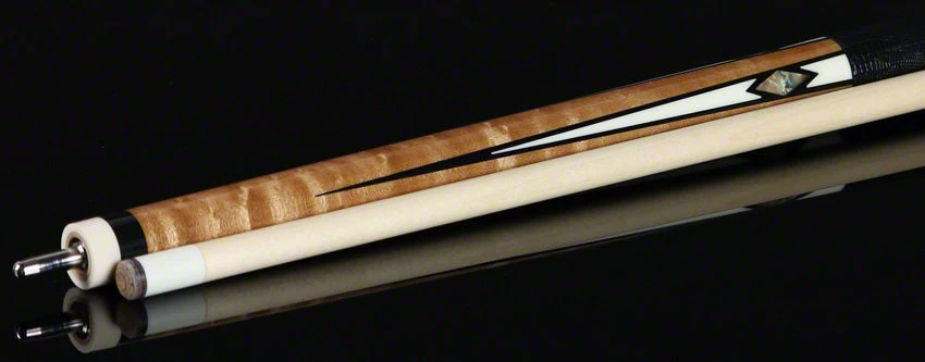 Lucasi Zero Flexpoint Antique Stained Birdseye Maple With Abalone Inlays And Lizard Embossed Black Leather Wrap Pool Cue - LZC24 4 Lucasi Zero Flexpoint Antique Stained Birdseye Maple With Abalone Inlays And Lizard Embossed Black Leather Wrap Pool Cue - LZC24 - Image 4