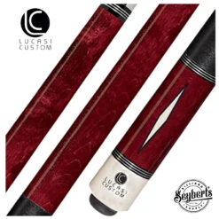 LucasiZero Flexpoint Venetian Red Stained Birdseye Maple With Imtitation Bone Inlays And Black Linen Wrap Pool Cue - LZD1
