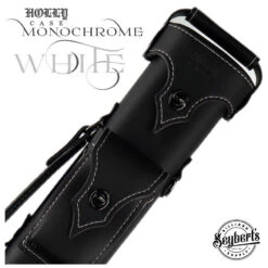 Holly Monochrome Stitched White Pool Cue Case - HSMW